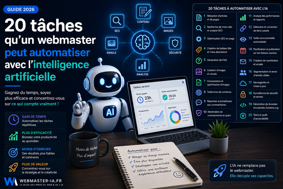 20 tâches qu'un webmaster peut automatiser avec l'intelligence artificielle