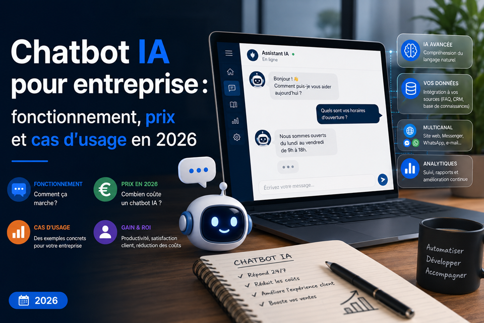 Chatbot IA pour entreprise : fonctionnement, prix et cas d'usage en 2026